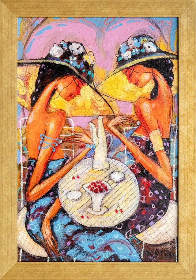 Living room painting by Wiktor Bezrukow titled Friends