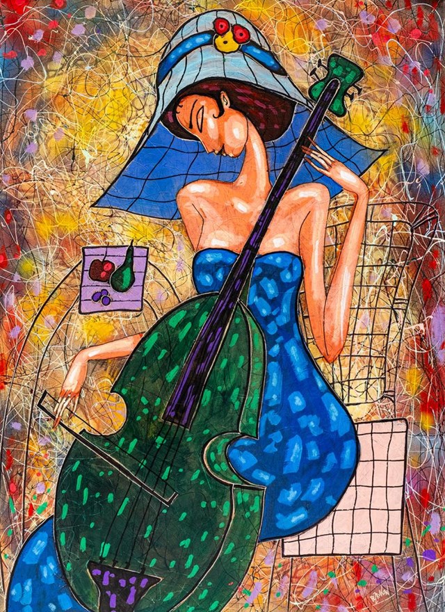 Living room painting by Wiktor Bezrukow titled Magic Cello