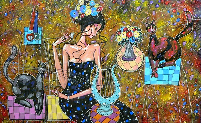Living room painting by Wiktor Bezrukow titled After concert