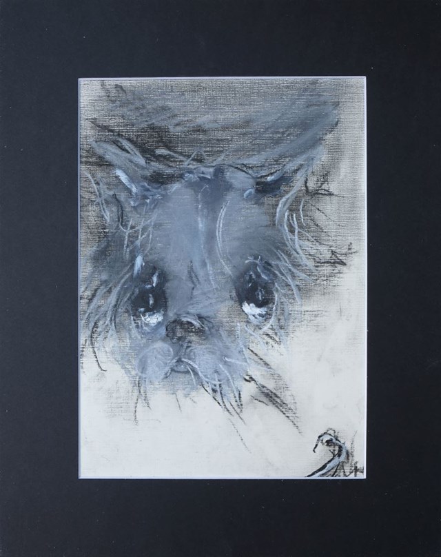 Living room painting by Bożena Wahl titled Dog portrait 5
