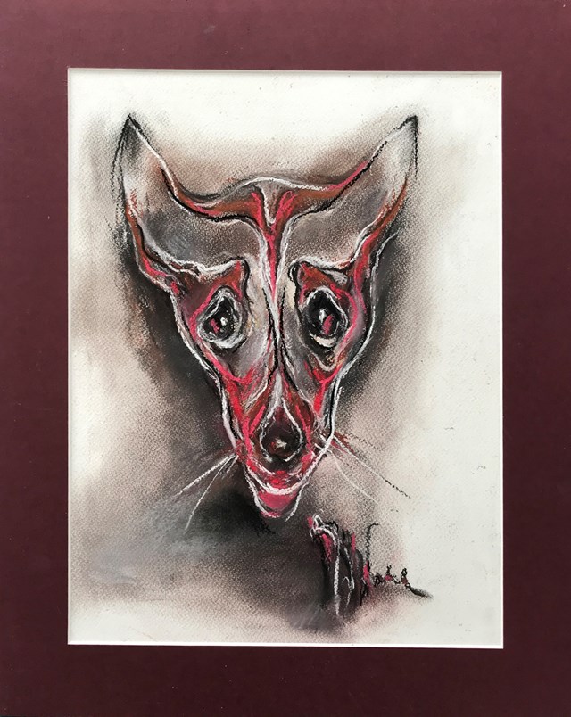 Obraz do salonu artysty Bożena Wahl pod tytułem Czerwony portret psa