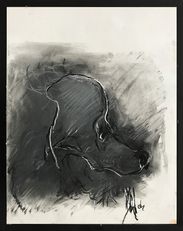 Obraz do salonu artysty Bożena Wahl pod tytułem Portret czarnego pieska