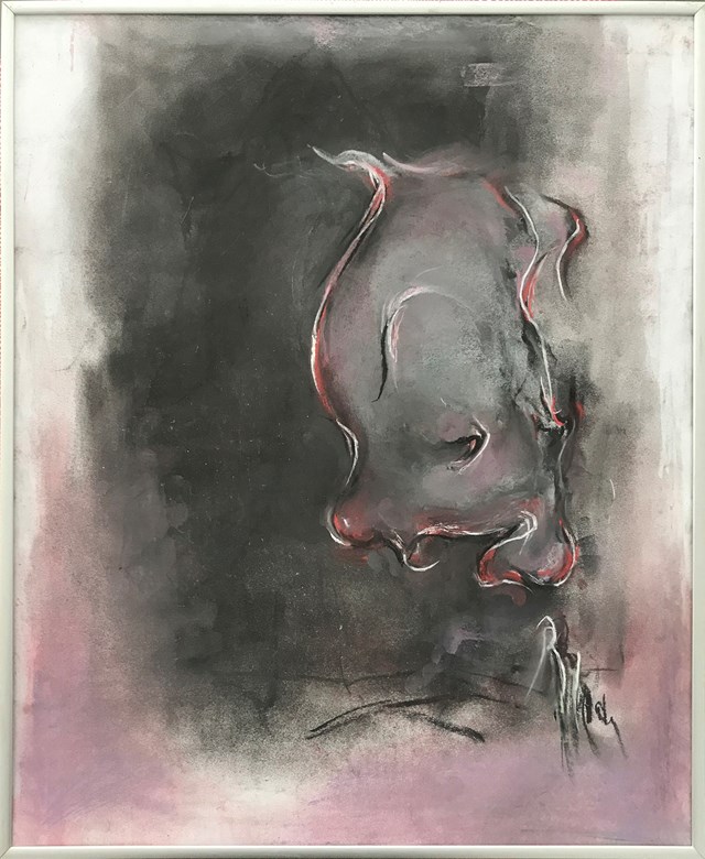 Obraz do salonu artysty Bożena Wahl pod tytułem Klaun na różowym tle 1