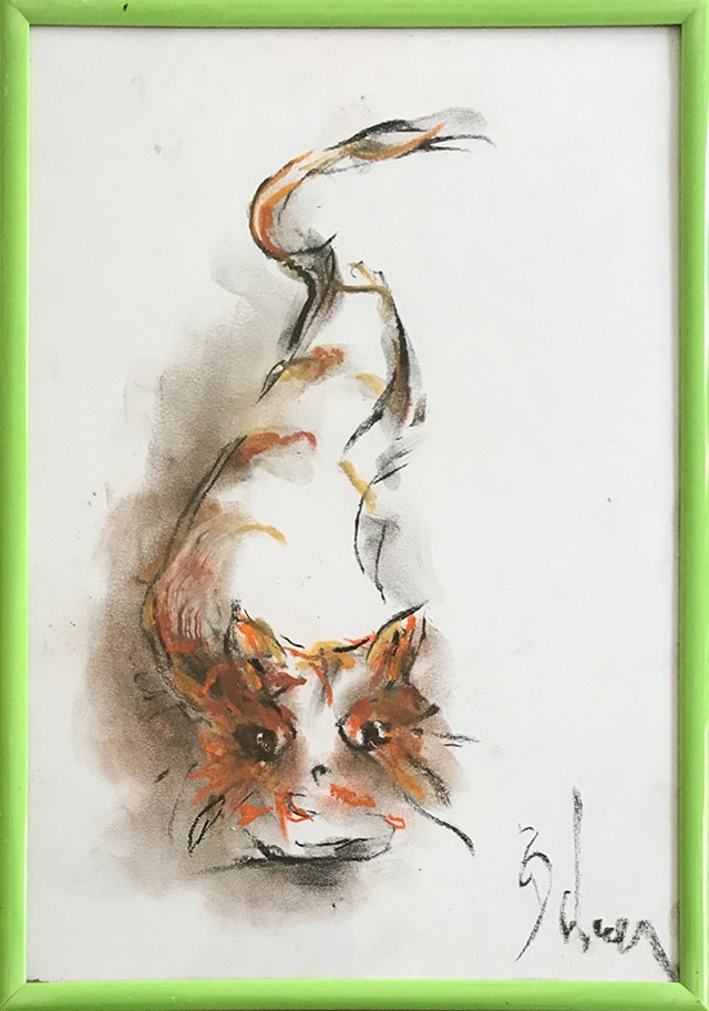 Living room painting by Bożena Wahl titled Kitty - Untitled 3