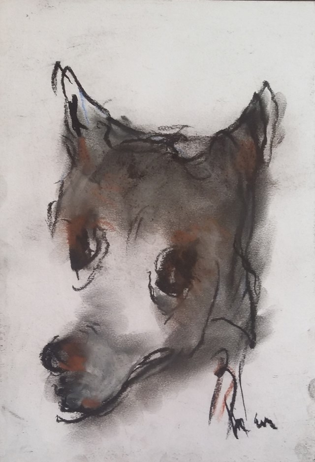 Living room painting by Bożena Wahl titled From the part "Animal" - untitled 6
