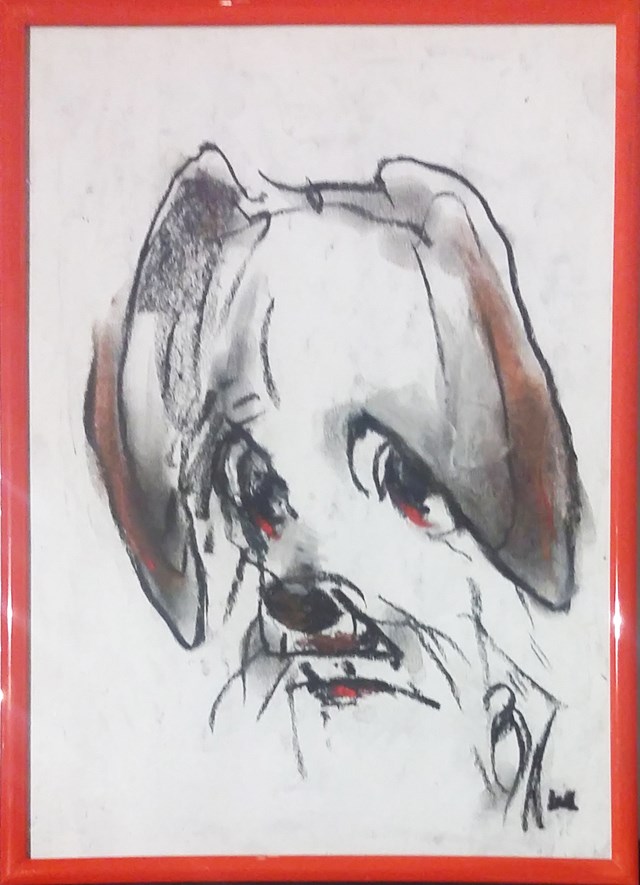 Obraz do salonu artysty Bożena Wahl pod tytułem Portret psa - z cyklu portrety zwierząt 032