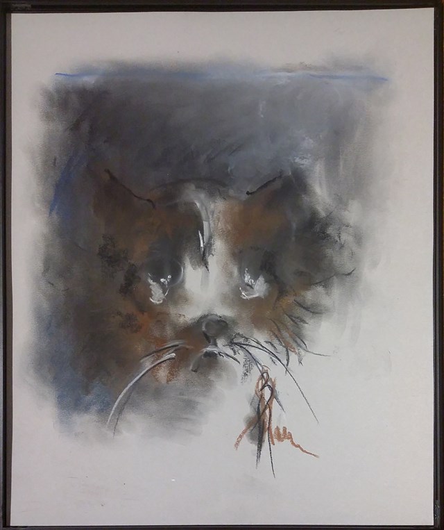 Living room painting by Bożena Wahl titled Dog portrait - from the animal portraits series 052