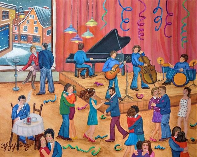 Living room painting by Barbara Józefowicz titled Dancing