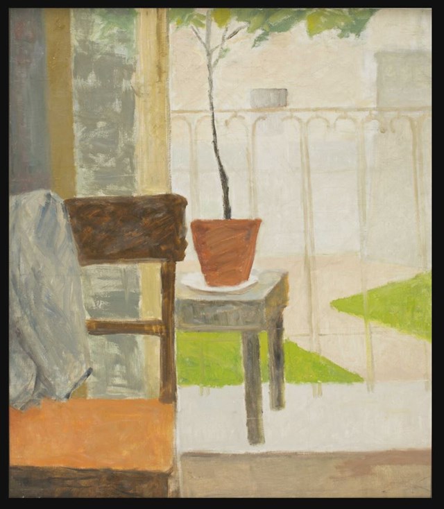 Living room painting by Agłaja Artysiewicz titled Balcony's fragment