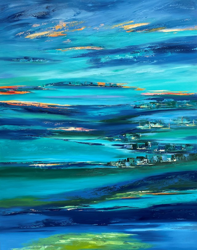 Living room painting by Małgorzata Burcicka-Kozieł titled To the horizon