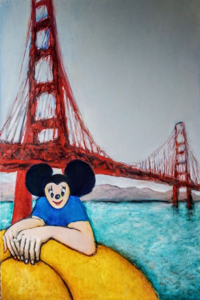 Obraz do salonu artysty Miro Biały pod tytułem O jeden most za daleko