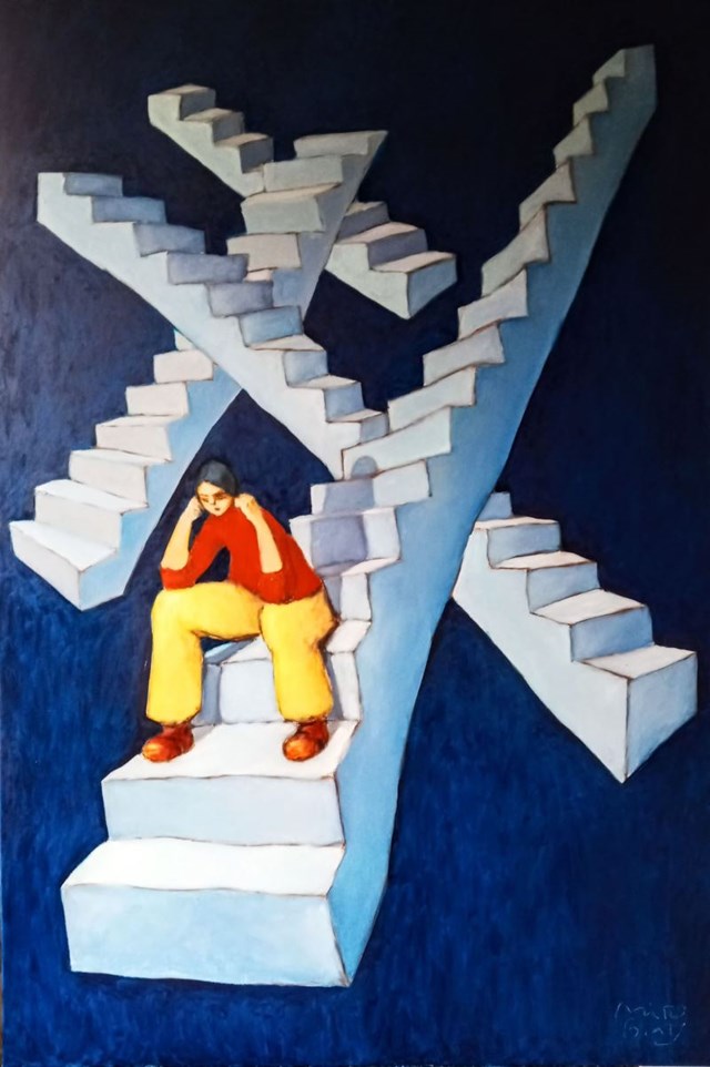 Obraz do salonu artysty Miro Biały pod tytułem Schody do nieba
