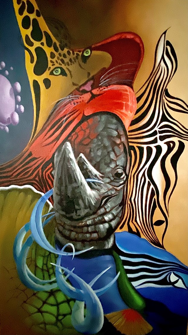 Living room painting by Chris Bukalski titled Africa