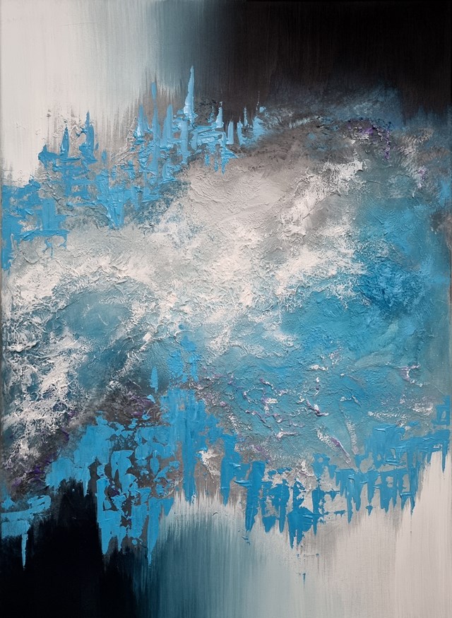 Living room painting by Dorota Radzimińska titled Blue Emotions