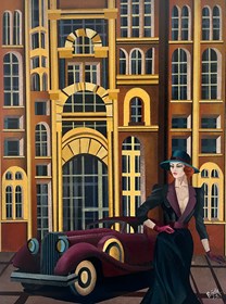 Obraz do salonu artysty Izabela Bajda pod tytułem Pani miasta i jej samochód