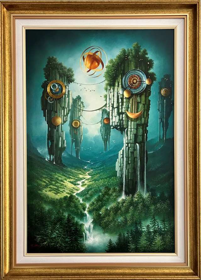 Living room painting by Zbigniew Hinc titled Time Keepers