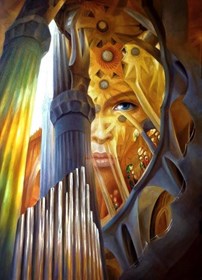 Obraz do salonu artysty Maria Gruza pod tytułem Gaudi z cyklu Duchy architektury