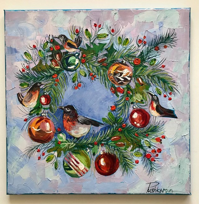 Living room painting by Hanna Pushkarova titled The Advent wreath