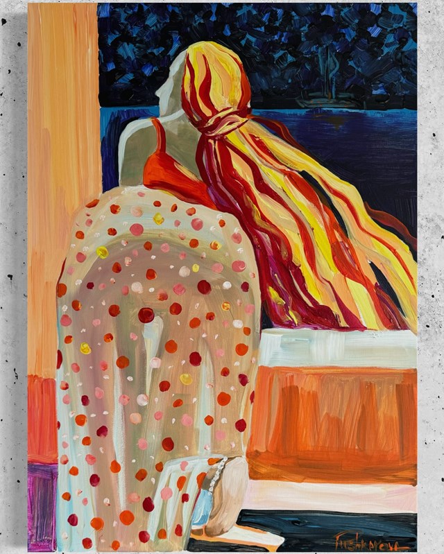 Living room painting by Hanna Pushkarova titled Rapunzel