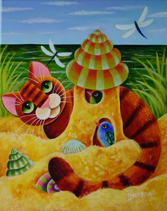 Living room painting by Wiesława Burnat titled Nadmorskie atrakcje