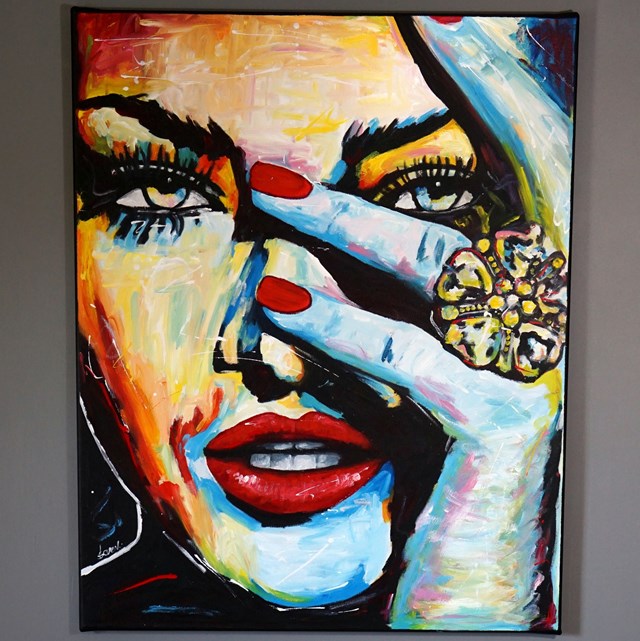 Living room painting by Rafal Stach titled Diamond Eyes