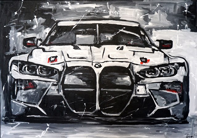 Living room painting by Rafal Stach titled BMW