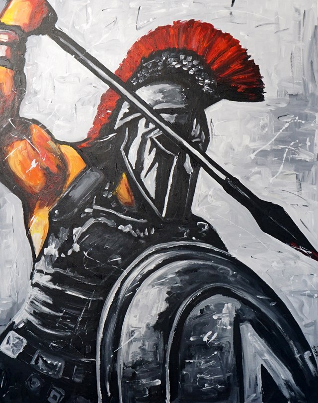Living room painting by Rafal Stach titled Spartan