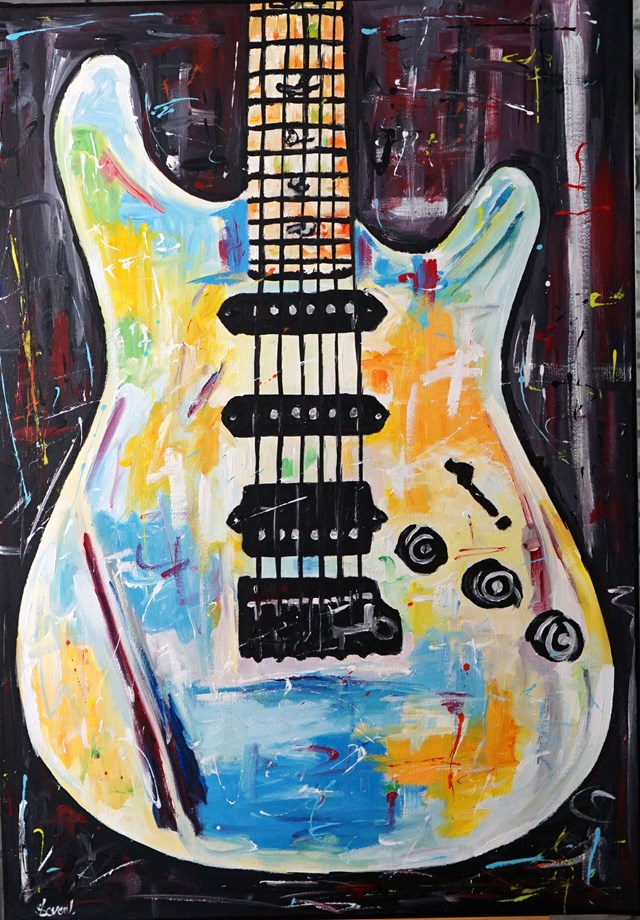 Living room painting by Rafal Stach titled Guitar Fiore 