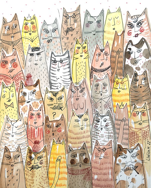 Obraz do salonu artysty Marcin Waśka pod tytułem Wredne kotki jesiennie