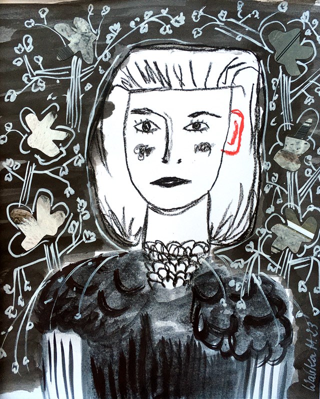 Obraz do salonu artysty Marcin Waśka pod tytułem Dziewczyna z czerwonym uchem