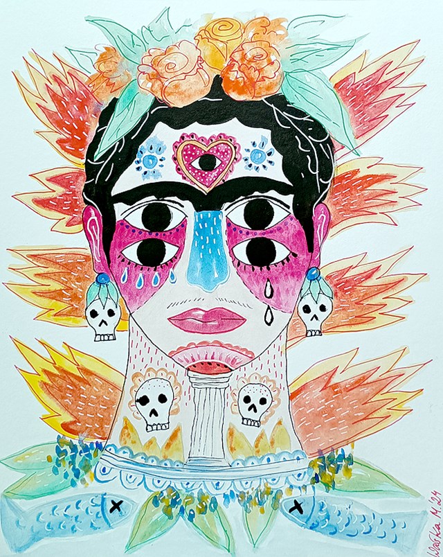 Obraz do salonu artysty Marcin Waśka pod tytułem Frida w płomieniach