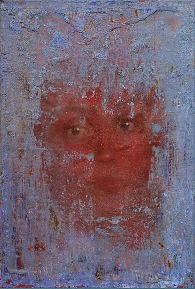 Living room painting by Piotr Trusik titled Memorial Portrait