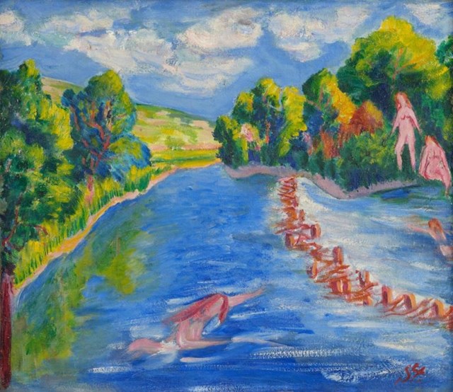 Obraz do salonu artysty Stanislaus Stückgold pod tytułem Rzeka, początek XX w.