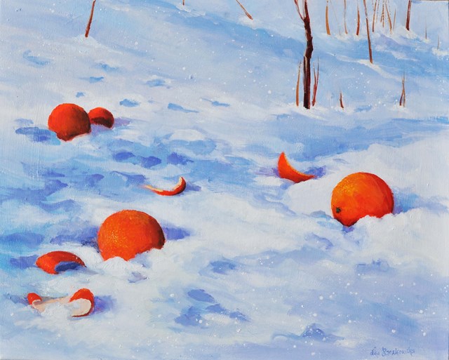 Obraz do salonu artysty Dominika Paczkowska (Pa) pod tytułem Zimą w ogrodzie