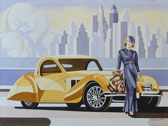 Obraz do salonu artysty Tomasz Kostecki pod tytułem Kobieta i Bugatti