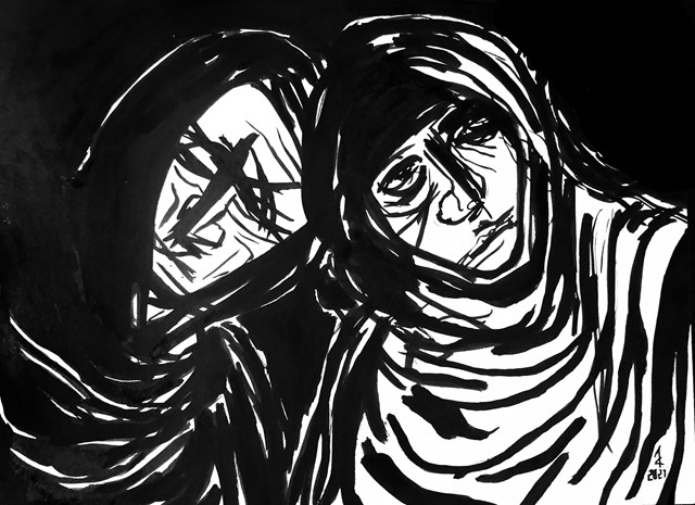 Grafika do salonu artysty agnieszka kicińska pod tytułem kobiety arabskie