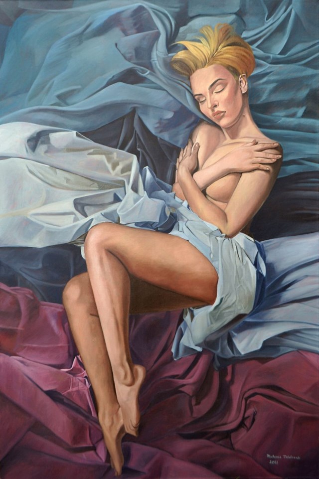 Living room painting by Mateusz Dolatowski titled Hidden desire