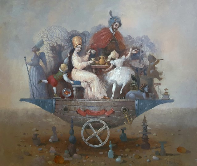 Obraz do salonu artysty Olena Matsehora pod tytułem Spotkanie przy herbacie