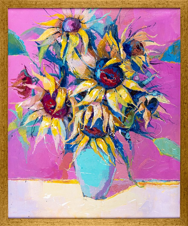 Living room painting by Olena Matsehora titled Sunflowers I