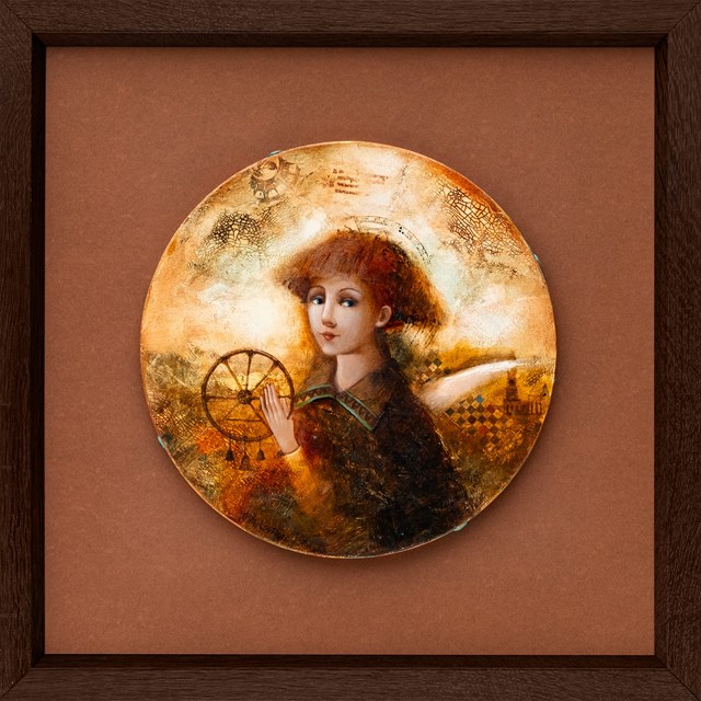 Living room painting by Olena Matsehora titled Wheel of Life