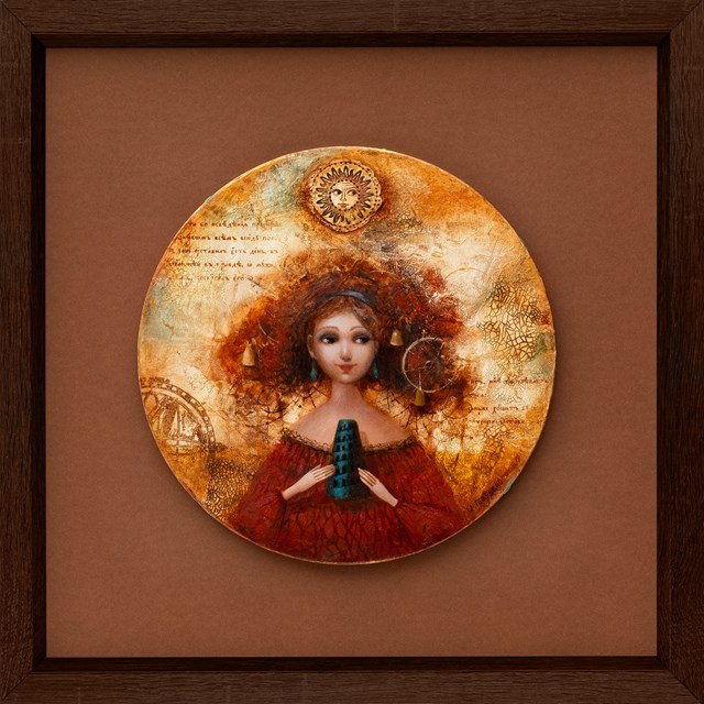 Living room painting by Olena Matsehora titled Girl from Sleep
