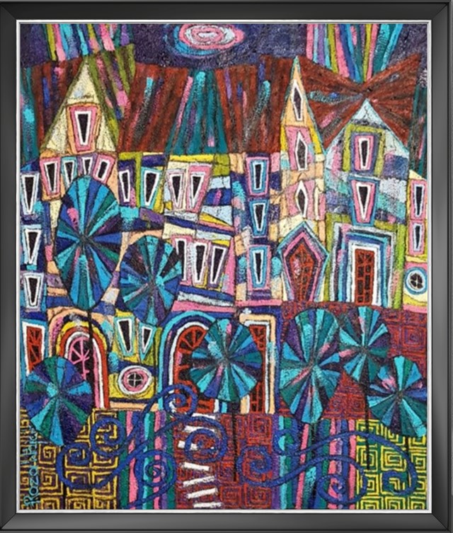 Living room painting by Rozalia Wójcik titled Between streets