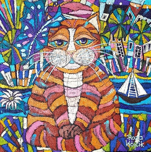 Obraz do salonu artysty Rozalia Wójcik pod tytułem Rozmarzony kotek