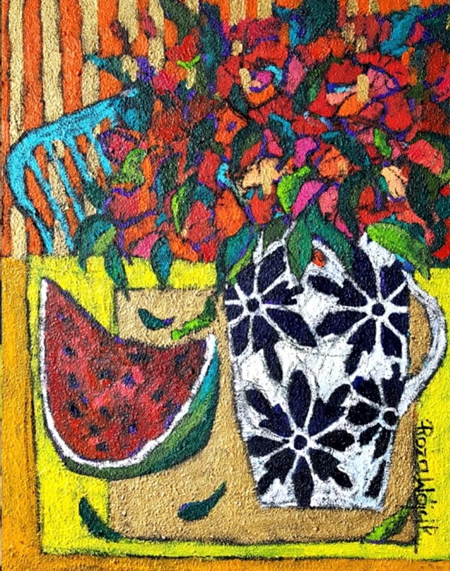 Obraz do salonu artysty Rozalia Wójcik pod tytułem Kwiaty w wazonie