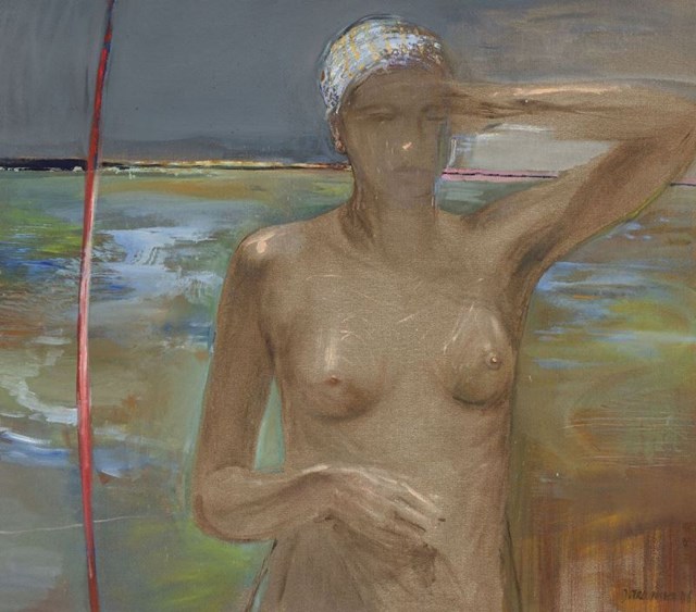 Obraz do salonu artysty Joanna Trzcińska pod tytułem KOBIETA NA PLAŻY