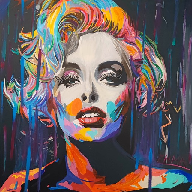 Living room painting by Emma Chodorowska titled ,,Marilyn Monroe 4''