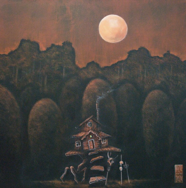 Living room painting by Dariusz Franciszek Różyc titled ''THE WITCH HOUSE''