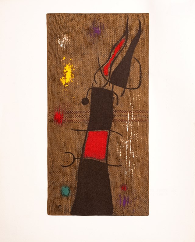 Living room print by Joan Miro titled The surrealist in red