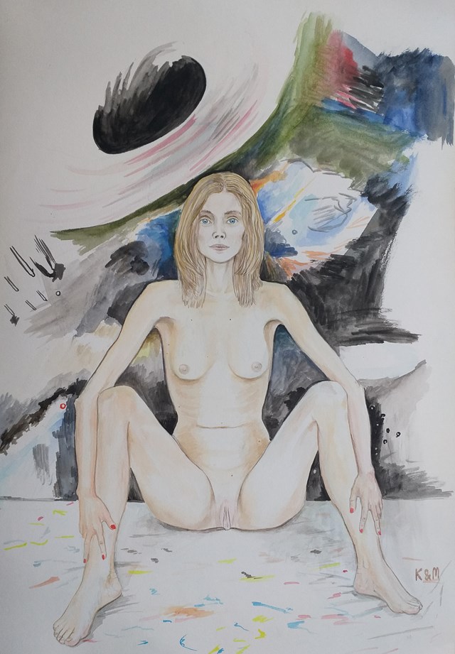 Obraz do salonu artysty Katarzyna Meres pod tytułem Akwarela z czarną dziurą