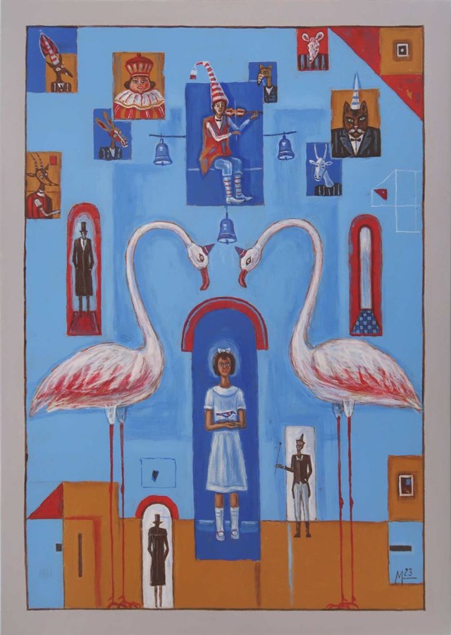 Living room painting by Mikołaj Malesza titled FROM THE SERIES JOURNEY WITH ALICE II